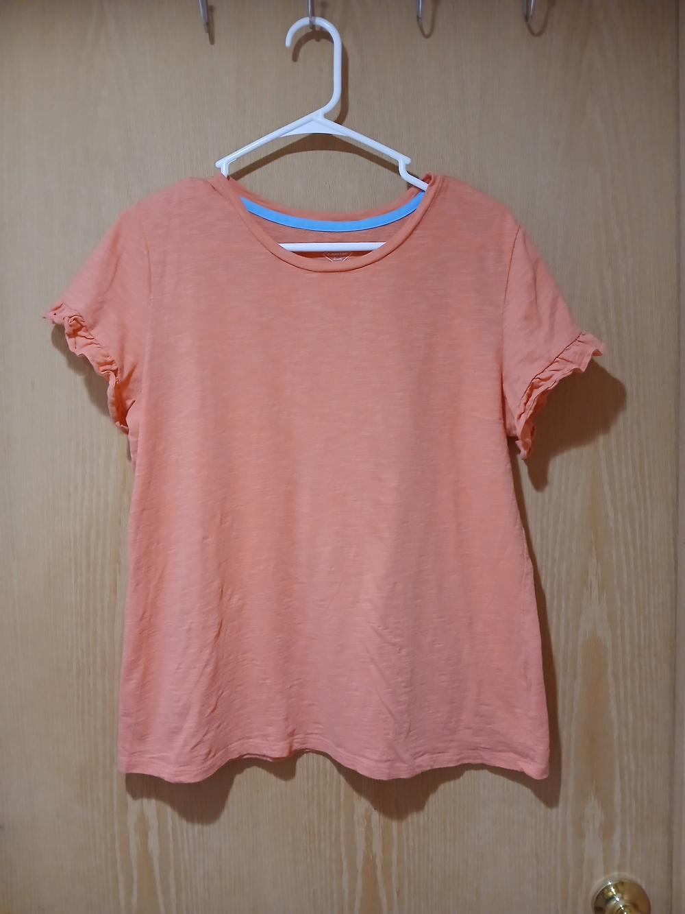 St. John's Bay Coral Short Sleeve Ruffle-Sleeve Tee